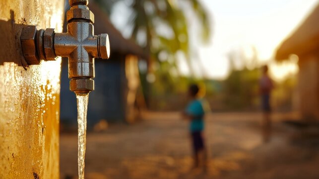 Water Tap Providing Clean Water Access to Children in a Developing Rural Community