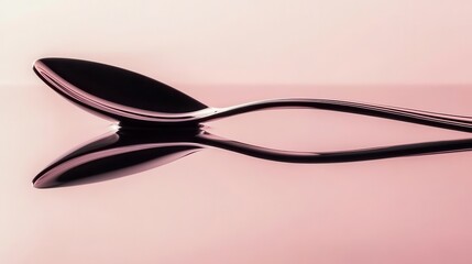 Elegant Spoon on Smooth Surface with Reflection and Soft Lighting