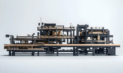 Fototapeta premium Automated Packaging System, Factory Interior, Production Line, Industrial Machinery, Manufacturing Process, for Industry Publication