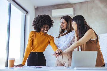 Diverse Professional Women Collaborating Together in a Creative Office Environment