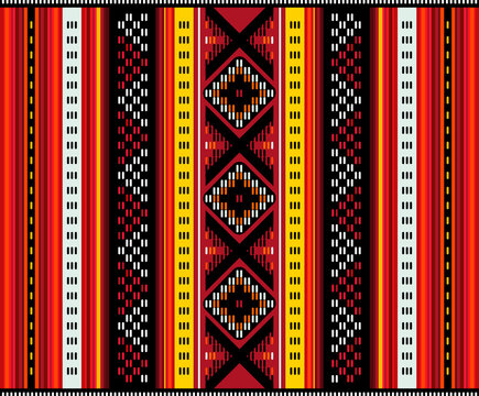 Closeup To A Beautiful Handcrafted Sadu Style Traditional Arabian Rug