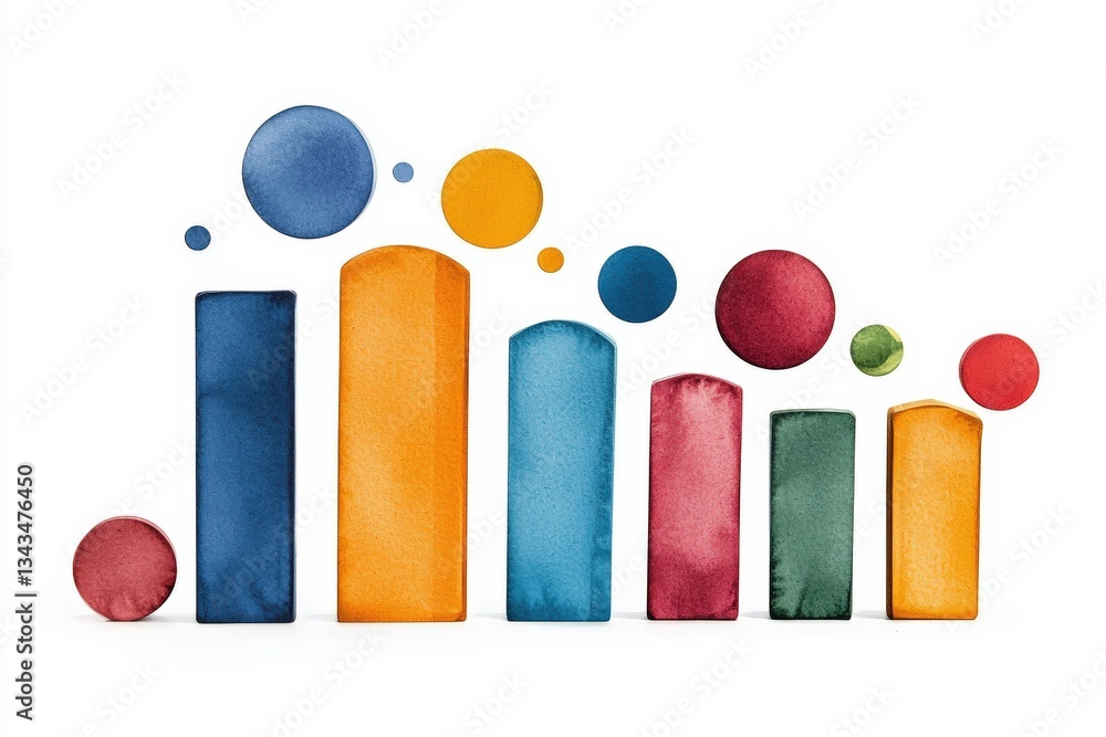 Aufkleber colorful abstract chart with bars and circles representing data visualization and growth in a creati