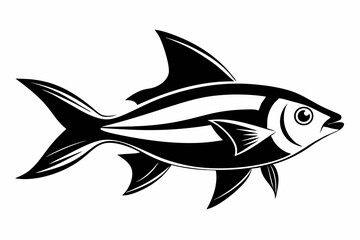 tetra fish line art silhouette vector illustration