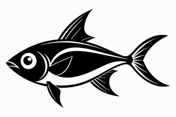 tetra fish line art silhouette vector illustration