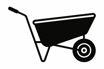 wheel barrow line art silhouette vector illustration