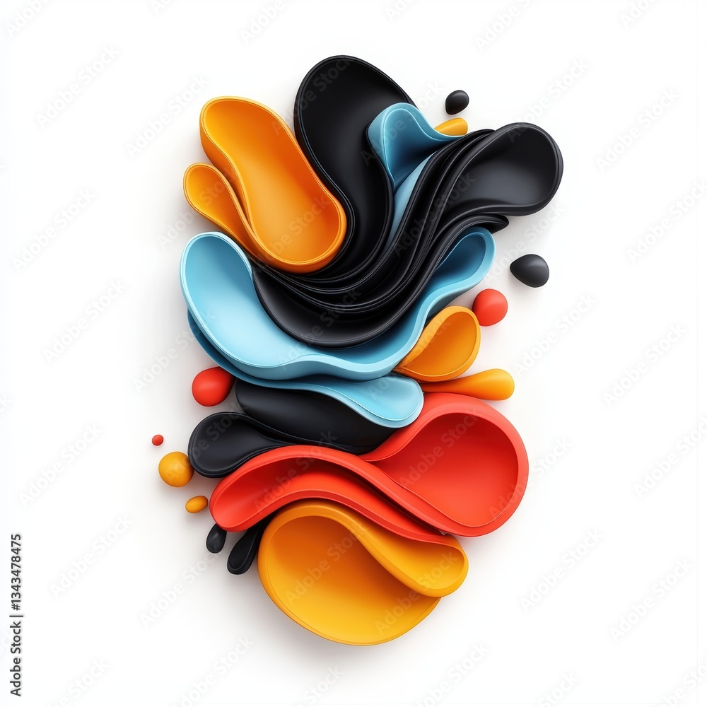 Poster colorful abstract composition featuring flowing shapes and smooth textures, perfect for modern desig