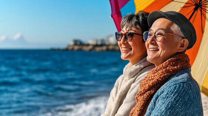Elderly Couple Enjoying a Relaxing Day by the Sea