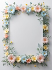 Obraz premium Delicate Floral Frame with Pastel Roses and Peonies