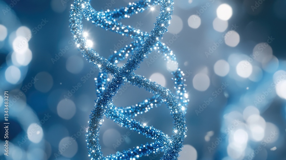 Poster close-up view of two strands of dna intertwined, representing the structure of genetic material