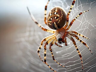 Obraz premium A close up photograph of a spider on its web