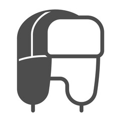 Winter hat with ear protection solid icon, headwear concept. Vector graphics. Wool warm hat sign on white background, glyph style icon for mobile or web design.