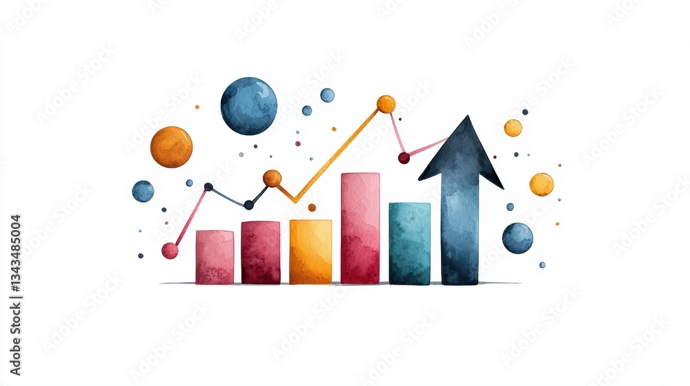 Aufkleber colorful abstract graph illustrating growth and progress with various geometric shapes and lines, pe