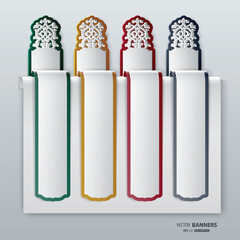 Set of 3d stickers with persian floral design on a sheet of paper, easy to change color