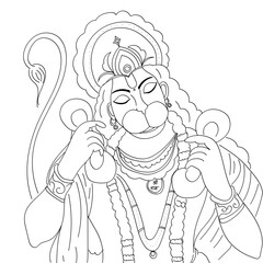Lord Hanuman line Drawing - Hanuman also known as Maruti, Bajrangabali, and Anjaneya, is a deity in Hinduism. hanuman jayanti- birth of hanuman ji
