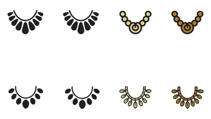 Vector illustration of stylish necklace designs featuring various patterns and decorative elements for jewelry and fashion accessories.