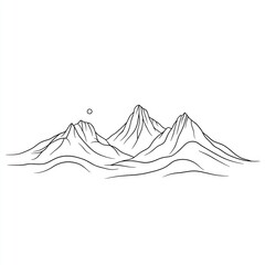 Minimalist Mountain Landscape Line Art, Simple Nature Illustration, Modern Tattoo Design
