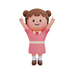 만세하는 3D 어린이 캐릭터