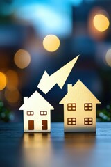 A glowing arrow pointing from a rental property to ownership.