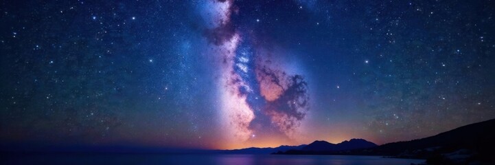 Fototapeta premium Milky Way's vast expanse with twinkling stars, galaxy, stars, astronomy
