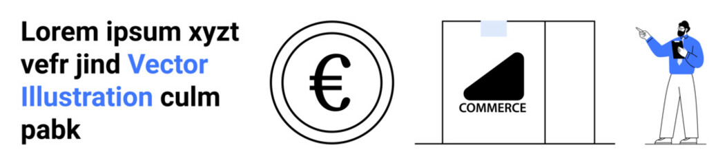 Digital euro sign, commerce sign with abstract design, professional presenting content. Ideal for finance, business presentations, economic solutions, online platforms, trade, education slides