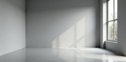 Minimalist studio with grey walls gradient background and empty space for product display or interior showcase, showcase, empty