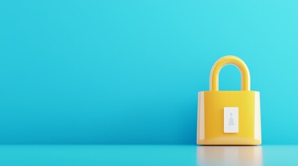 Fototapeta premium Yellow padlock on blue background symbolizes zero trust security
