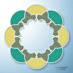 Abstract round colorful flower shape, Islamic arabesque, Infographic design