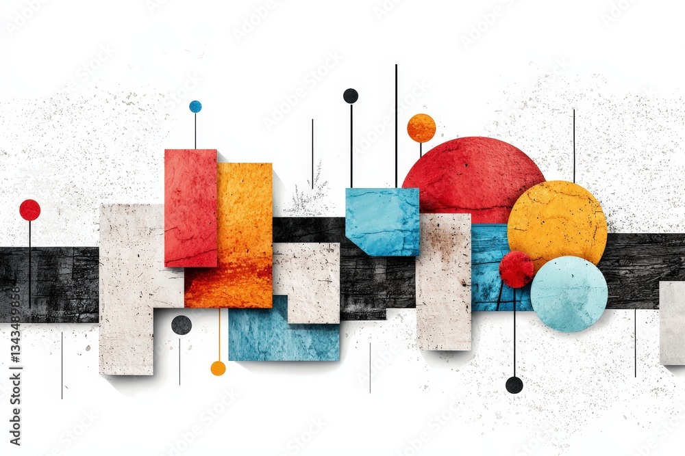 Poster colorful abstract shapes and textures create a modern artistic composition, perfect for creative pro
