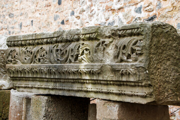 detail of ancient roman stone frieze