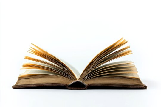 Open book on white background for learning and knowledge sharing