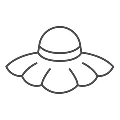 Woman hat with head belt thin line icon, summertime headwear concept. Vector graphics. Lady summer hat sign on white background, outline style icon for mobile or web design.
