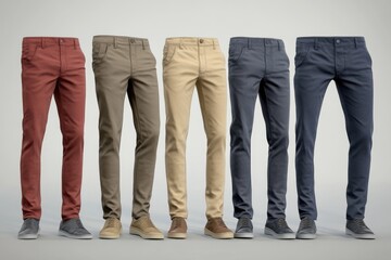 A collection of colorful men's pants with varied designs and patterns