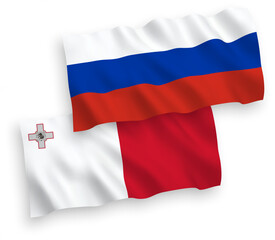 Flags of Malta and Russia on a white background
