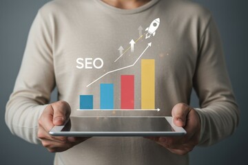 SEO Search Engine Optimization, concept for promoting  ranking traffic on website,  optimizing your website to rank in search engines or SEO