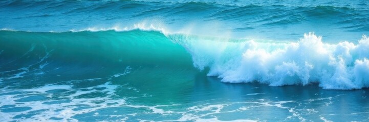 Ocean waves with foamy blue turquoise water and ripples on the surface , waves, underwater, turquoise