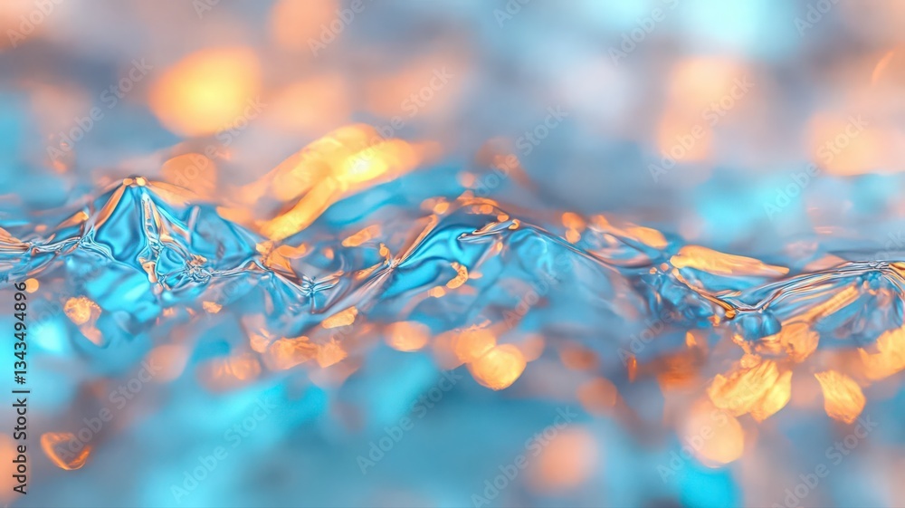 Poster teal and orange textured abstract background with bokeh lights