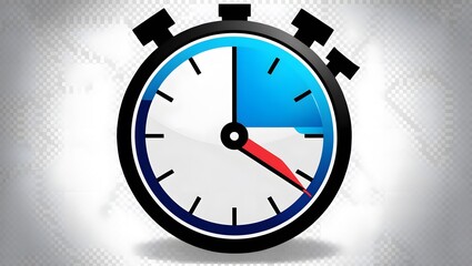 A blue clock with a red hand and a red arrow