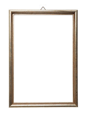 Old golden vintage photo frame on a white background, space for your image