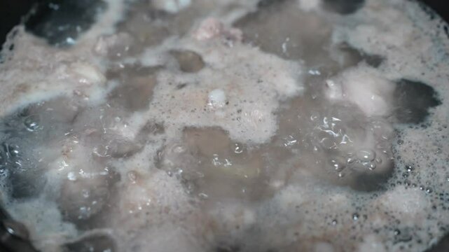 Pork ribs blanched in water