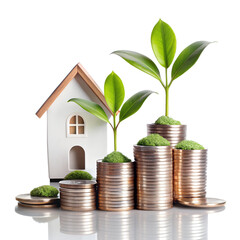 A house with a house on the top of coins