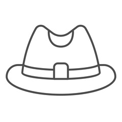 Jazz musician man hat thin line icon, vintage headwear concept. Vector graphics. Businessman hat sign on white background, outline style icon for mobile or web design.