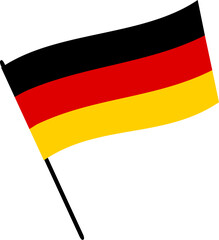 The national flag of Germany on flagpole. Vector illustration with transparent background.	