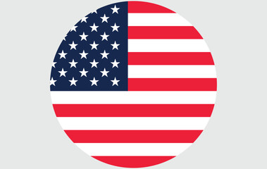 America flag with gray background , National  circular flag of America  , Round flag ,