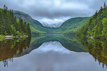 Fototapeta premium Serene Mountain Lake Reflection