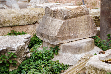 ancient roman period stone artifacts in the site