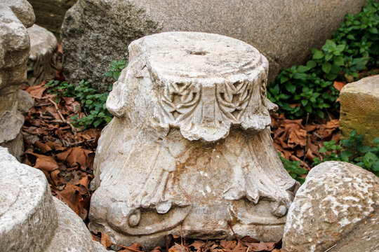 historical roman period old stone column base - Powered by Adobe