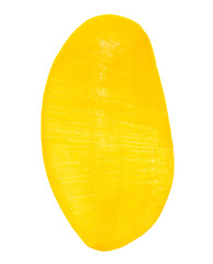 A half of ripe yellow mango fruit isolated on white background with clipping path