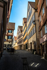Naklejka premium Picturesque back lane in the old town of Tübingen in Southern Germany