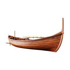 A Classic Wooden Rowboat on Display  A Detailed Image of a Traditional Wooden Boat with Oars