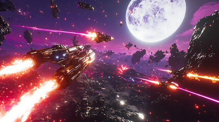 Epic mech war on an alien planet with plasma weapons.